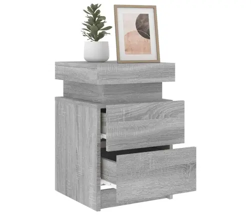 Naktsskapītis Ar Led, Pelēka Ozolkoka Krāsa, 35X39X55 Cm Vidaxl