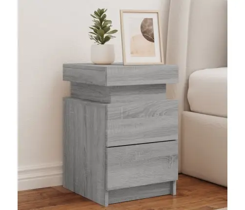 Naktsskapītis Ar Led, Pelēka Ozolkoka Krāsa, 35X39X55 Cm Vidaxl