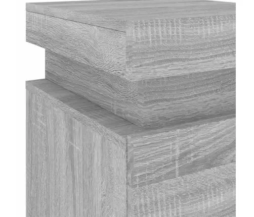 Naktinės Spintelės Su Led, 2Vnt., Pilkos Ąžuolo, 35X39X55Cm Naktinės Spintelės Su Led, 2Vnt., Pilkos Ąžuolo, 35X39X55Cm