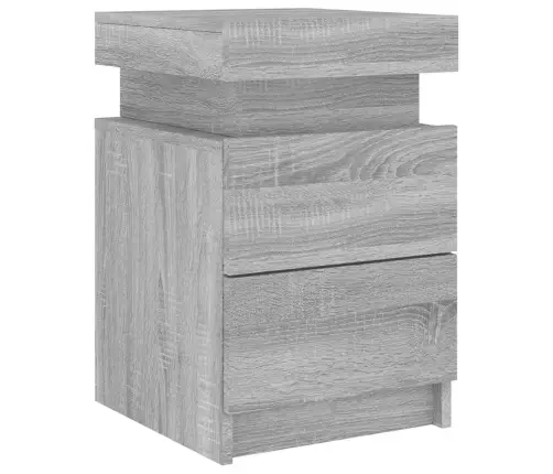 Naktinės Spintelės Su Led, 2Vnt., Pilkos Ąžuolo, 35X39X55Cm Naktinės Spintelės Su Led, 2Vnt., Pilkos Ąžuolo, 35X39X55Cm