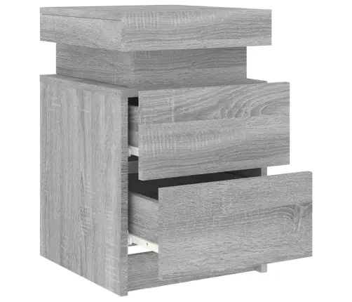Naktinės Spintelės Su Led, 2Vnt., Pilkos Ąžuolo, 35X39X55Cm Naktinės Spintelės Su Led, 2Vnt., Pilkos Ąžuolo, 35X39X55Cm
