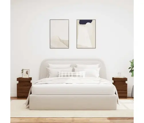 Naktsskapīši Ar Led Lampiņām, 2 Gab., Brūni, 35X39X55 Cm Vidaxl