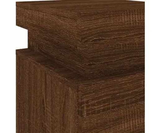 Naktsskapīši Ar Led Lampiņām, 2 Gab., Brūni, 35X39X55 Cm Vidaxl