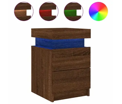 Naktsskapīši Ar Led Lampiņām, 2 Gab., Brūni, 35X39X55 Cm Vidaxl