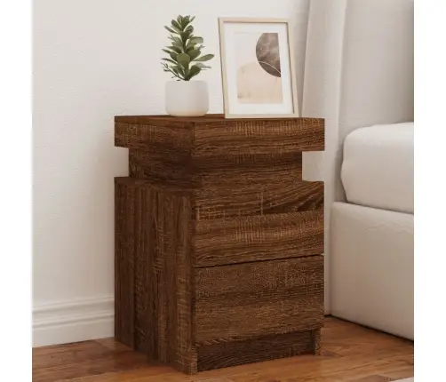 Naktsskapīši Ar Led Lampiņām, 2 Gab., Brūni, 35X39X55 Cm Vidaxl