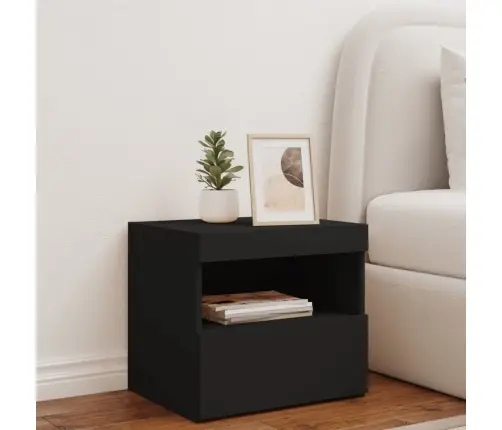 Naktsskapītis Ar Led, Melns, 50X40X45 Cm Vidaxl Naktsskapītis Ar Led, Melns, 50X40X45 Cm Vidaxl