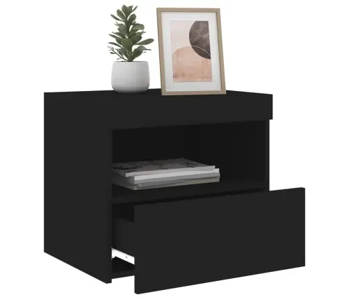 Naktsskapītis Ar Led, Melns, 50X40X45 Cm Vidaxl Naktsskapītis Ar Led, Melns, 50X40X45 Cm Vidaxl
