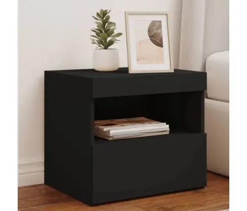 Naktsskapītis Ar Led, Melns, 50X40X45 Cm Vidaxl Naktsskapītis Ar Led, Melns, 50X40X45 Cm Vidaxl