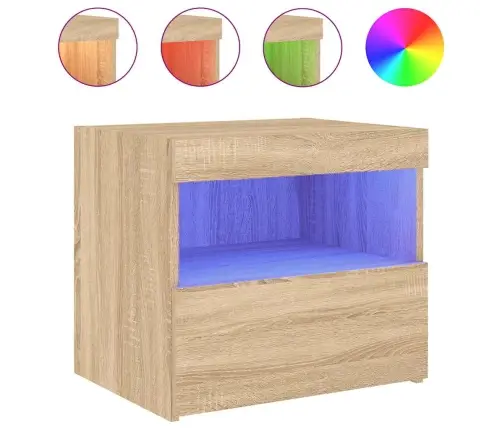 Naktsskapītis Ar Led, Ozolkoka Krāsa, 50X40X45 Cm Vidaxl