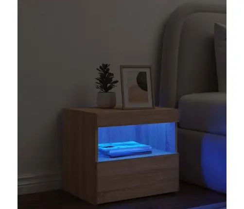Naktsskapītis Ar Led, Ozolkoka Krāsa, 50X40X45 Cm Vidaxl