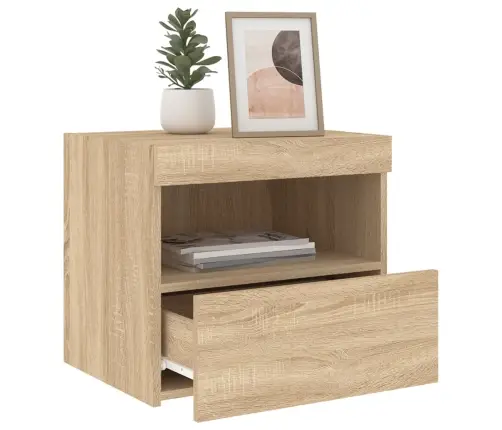 Naktsskapīši Ar Led Lampiņām, 2 Gab., Ozola Krāsa, 50X40X45 Cm Vidaxl