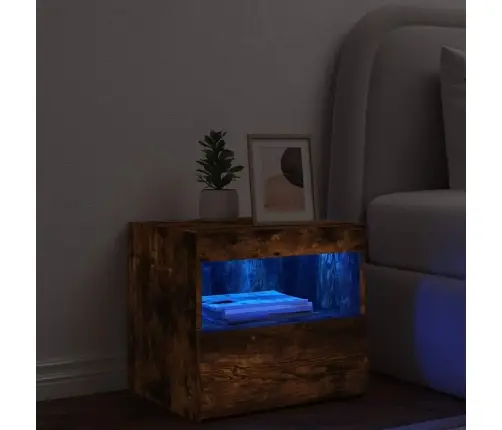 Naktsskapītis Ar Led Lampiņām, Ozolkoka Krāsa, 50X40X45 Cm Vidaxl