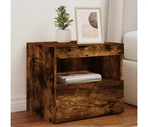 Naktsskapītis Ar Led Lampiņām, Ozolkoka Krāsa, 50X40X45 Cm Vidaxl