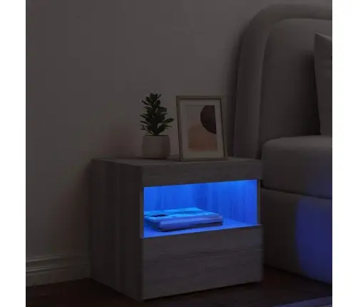 Naktsskapītis Ar Led, Pelēka Ozola Krāsa, 50X40X45 Cm Vidaxl