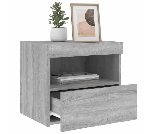 Naktsskapīši Ar Led, 2 Gab., Pelēka Ozola Krāsa, 50X40X45 Cm Vidaxl Naktsskapīši Ar Led, 2 Gab., Pelēka Ozola Krāsa, 50X40X45 Cm Vidaxl