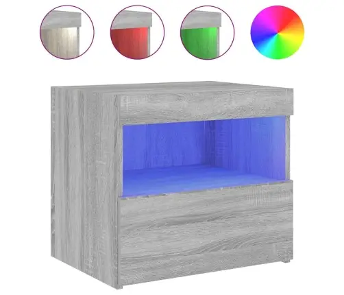 Naktsskapīši Ar Led, 2 Gab., Pelēka Ozola Krāsa, 50X40X45 Cm Vidaxl Naktsskapīši Ar Led, 2 Gab., Pelēka Ozola Krāsa, 50X40X45 Cm Vidaxl