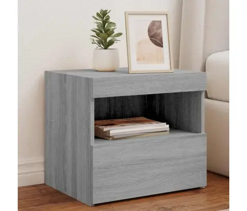 Naktsskapīši Ar Led, 2 Gab., Pelēka Ozola Krāsa, 50X40X45 Cm Vidaxl Naktsskapīši Ar Led, 2 Gab., Pelēka Ozola Krāsa, 50X40X45 Cm Vidaxl