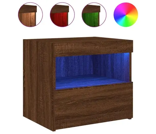 Öökapid Led-Tuledega 2 Tk, Pruun Tamm, 50 X 40 X 45 Cm Öökapid Led-Tuledega 2 Tk, Pruun Tamm, 50 X 40 X 45 Cm
