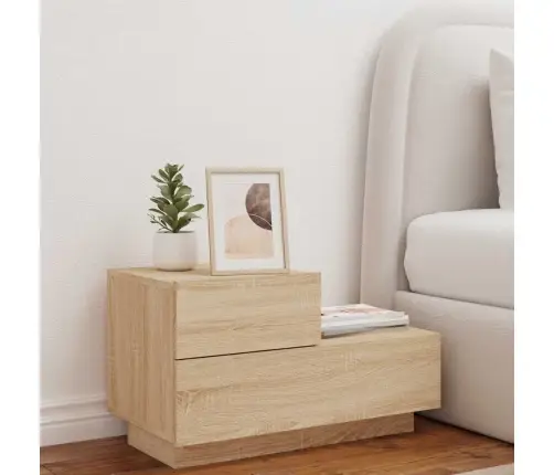 Naktsskapītis Ar Led Lampiņām, Ozolkoka Krāsa, 70X36X40,5 Cm Vidaxl