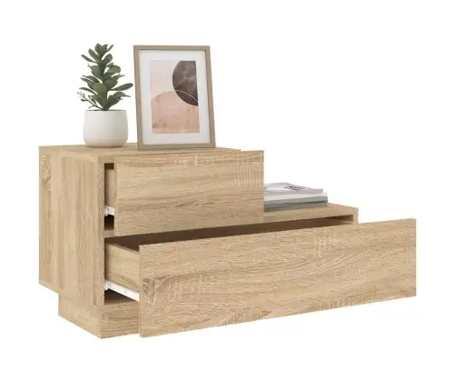 Naktsskapītis Ar Led Lampiņām, Ozolkoka Krāsa, 70X36X40,5 Cm Vidaxl