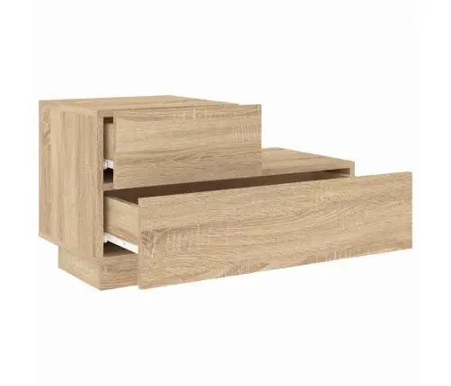 Naktsskapītis Ar Led Lampiņām, Ozolkoka Krāsa, 70X36X40,5 Cm Vidaxl