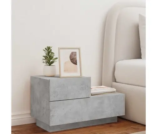 Naktinė Spintelė Su Led Lemputėmis, Betono Pilka, 70X36X40,5Cm