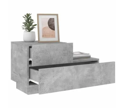 Naktinė Spintelė Su Led Lemputėmis, Betono Pilka, 70X36X40,5Cm