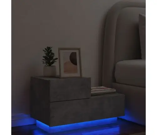 Naktinė Spintelė Su Led Lemputėmis, Betono Pilka, 70X36X40,5Cm