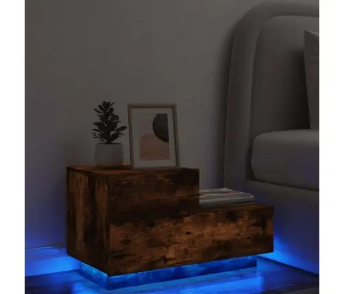Naktsskapītis Ar Led Lampiņām, Ozolkoka Krāsa, 70X36X40,5 Cm Vidaxl Naktsskapītis Ar Led Lampiņām, Ozolkoka Krāsa, 70X36X40,5 Cm Vidaxl