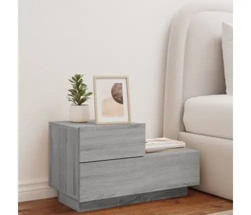 Naktsskapītis Ar Led, Pelēka Ozolkoka Krāsa, 70X36X40,5 Cm Vidaxl