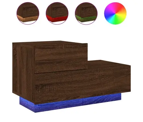 Naktsskapītis Ar Led Lampiņām, Ozolkoka Krāsa, 70X36X40,5 Cm Vidaxl