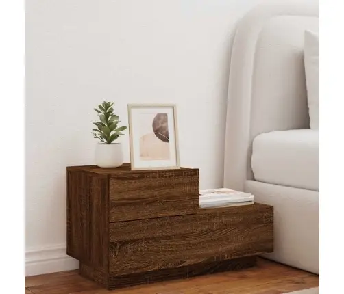 Naktsskapītis Ar Led Lampiņām, Ozolkoka Krāsa, 70X36X40,5 Cm Vidaxl