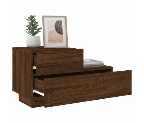 Naktsskapītis Ar Led Lampiņām, Ozolkoka Krāsa, 70X36X40,5 Cm Vidaxl