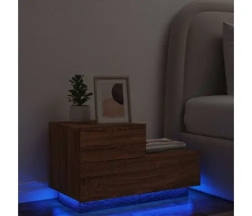 Naktsskapītis Ar Led Lampiņām, Ozolkoka Krāsa, 70X36X40,5 Cm Vidaxl