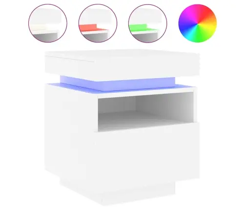 Naktsskapītis Ar Led, Balts, 40X39X48,5 Cm Vidaxl