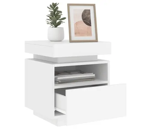 Naktsskapītis Ar Led, Balts, 40X39X48,5 Cm Vidaxl