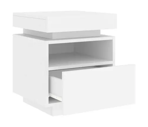 Naktsskapītis Ar Led, Balts, 40X39X48,5 Cm Vidaxl