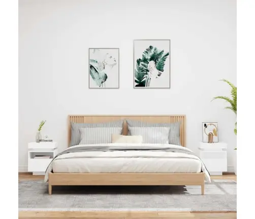 Naktsskapīši Ar Led Lampām, 2 Gab., Balts, 40X39X48,5 Cm Vidaxl