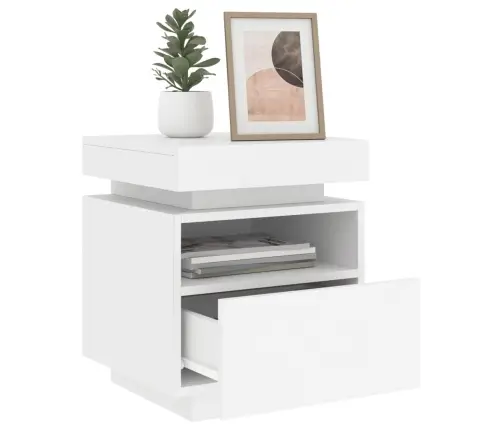 Naktsskapīši Ar Led Lampām, 2 Gab., Balts, 40X39X48,5 Cm Vidaxl