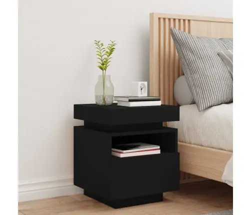 Naktsskapītis Ar Led, Melns, 40X39X48,5 Cm Vidaxl