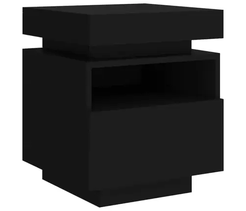 Naktsskapītis Ar Led, Melns, 40X39X48,5 Cm Vidaxl