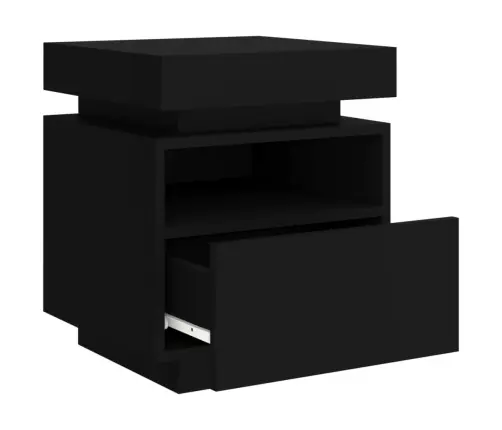 Naktsskapītis Ar Led, Melns, 40X39X48,5 Cm Vidaxl