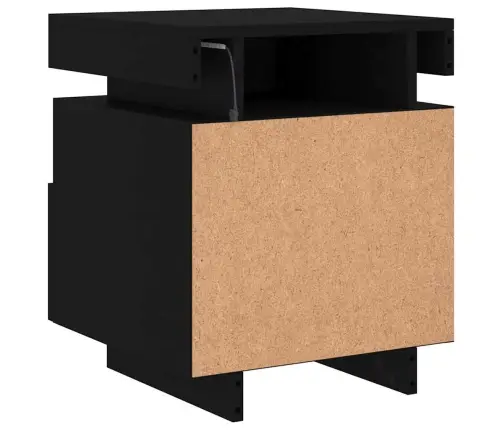 Naktsskapītis Ar Led, Melns, 40X39X48,5 Cm Vidaxl