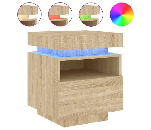 Naktsskapītis Ar Led Lampiņām, Ozolkoka Krāsa, 40X39X48,5 Cm Vidaxl