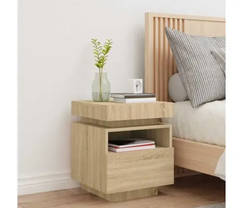 Naktsskapītis Ar Led Lampiņām, Ozolkoka Krāsa, 40X39X48,5 Cm Vidaxl