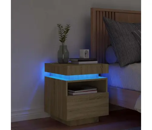 Naktsskapītis Ar Led Lampiņām, Ozolkoka Krāsa, 40X39X48,5 Cm Vidaxl