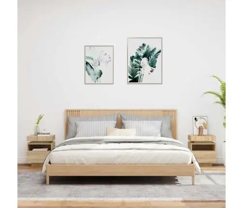 Naktinės Spintelės Su Led, 2Vnt., Ąžuolo, 40X39X48,5Cm