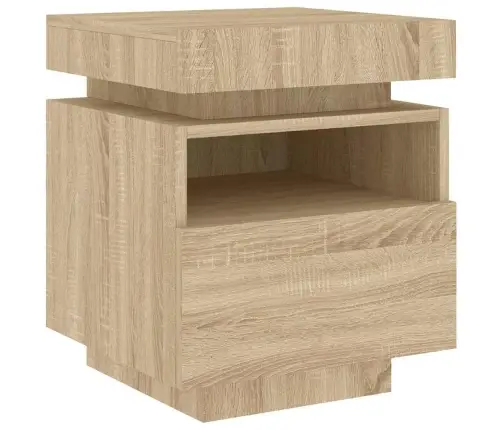 Naktinės Spintelės Su Led, 2Vnt., Ąžuolo, 40X39X48,5Cm