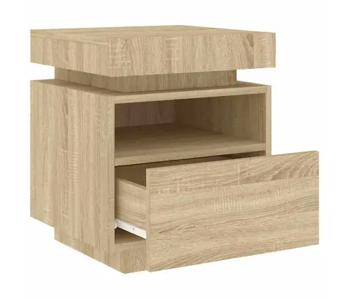 Naktinės Spintelės Su Led, 2Vnt., Ąžuolo, 40X39X48,5Cm