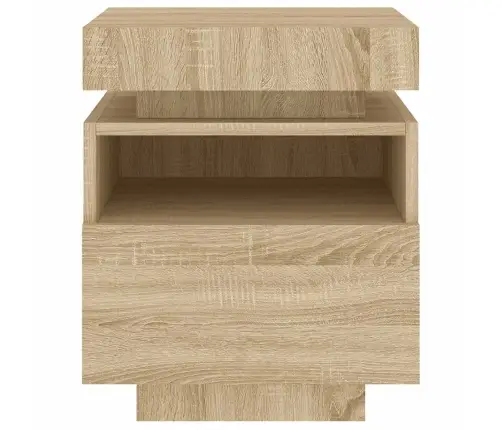 Naktinės Spintelės Su Led, 2Vnt., Ąžuolo, 40X39X48,5Cm